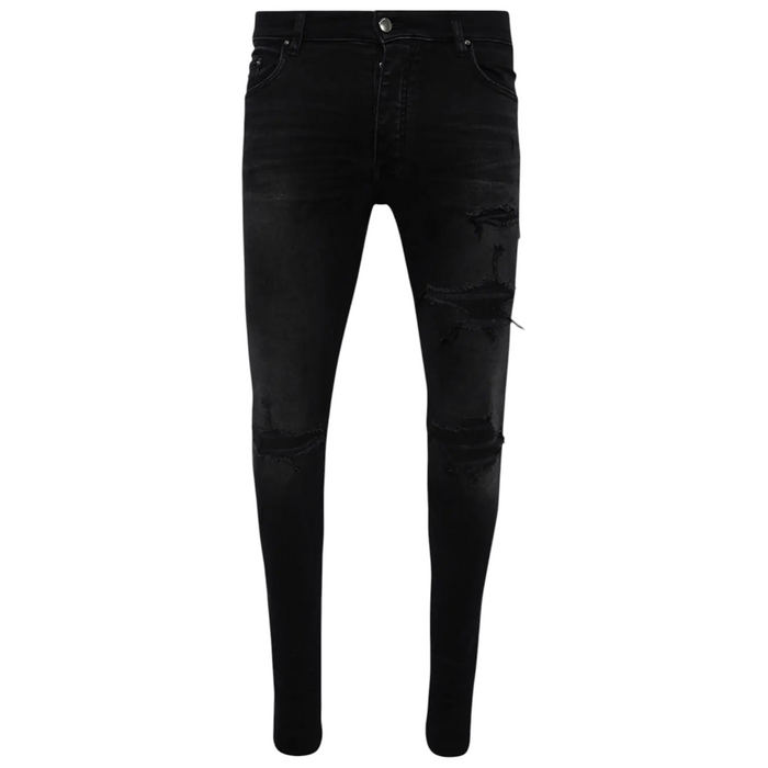 Amiri Jeans Vintage Black Distressed MA Varsity Repair