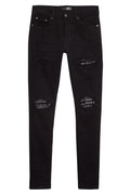 Amiri Black MX1 Bandana Ripped Patch Skinny Jeans