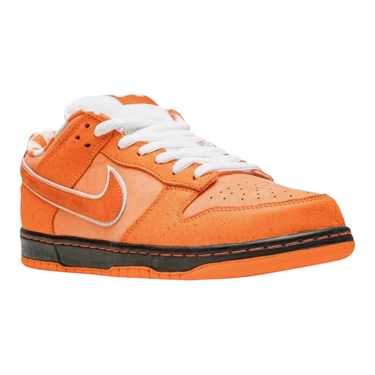 FLEX SHOP Nike Dunk SB Orange Lobster sneaker in carrot orange suede with speckled overlays and white laces.