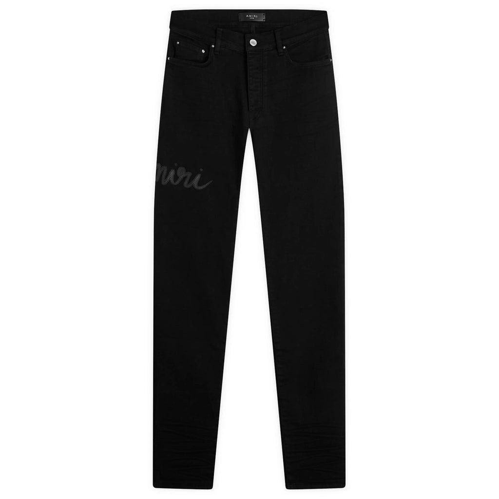 Amiri Jeans Black Script Logo Applique