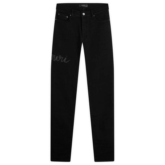 Amiri Jeans Black Script Logo Applique