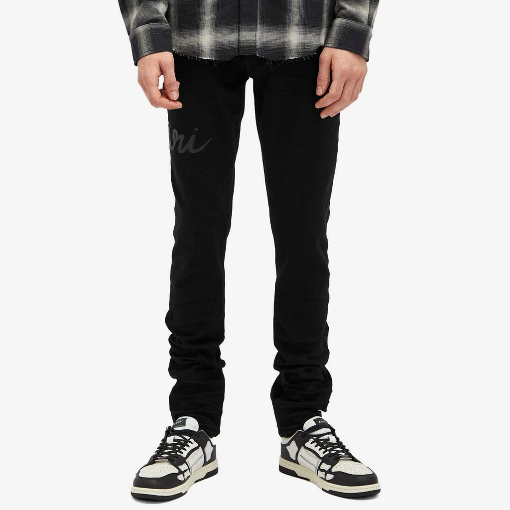 Amiri Jeans Black Script Logo Applique