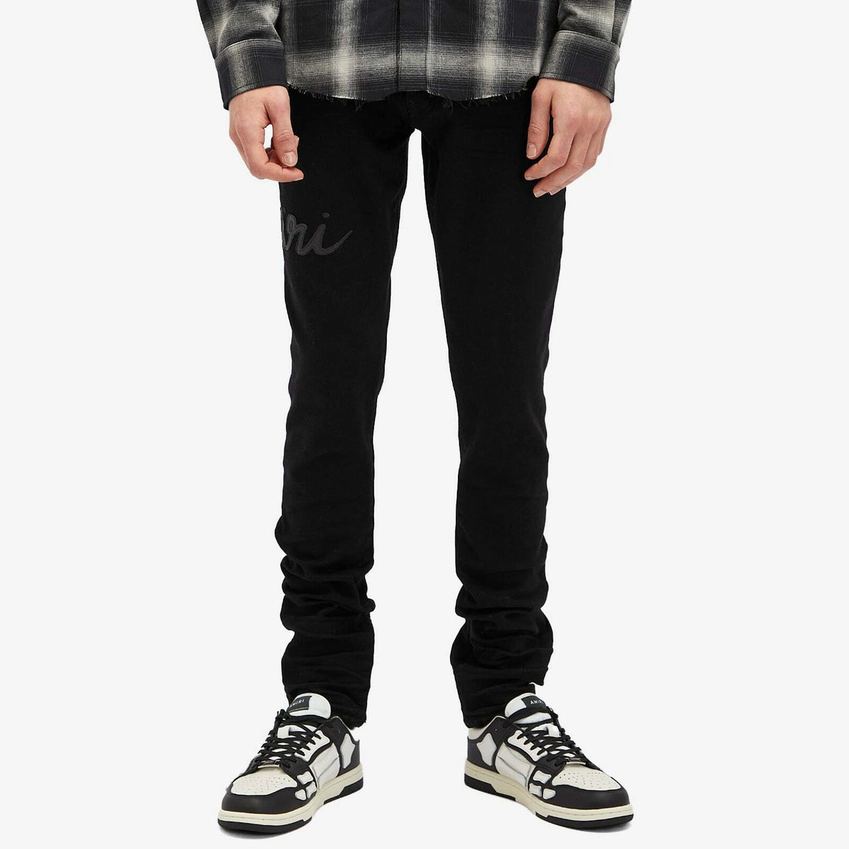 Amiri Jeans Black Script Logo Applique