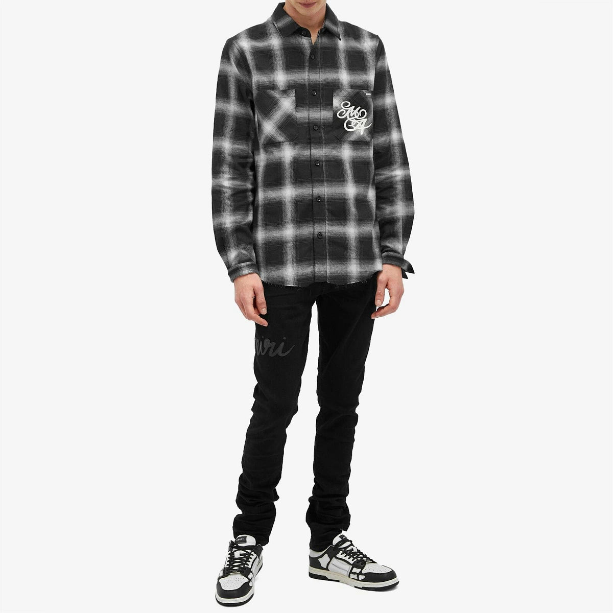 Amiri Jeans Black Script Logo Applique