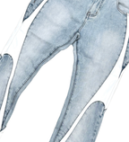 VICIOUS JEANS LIGHT BLUE STACK LEATHER CUT & SEW VC5000