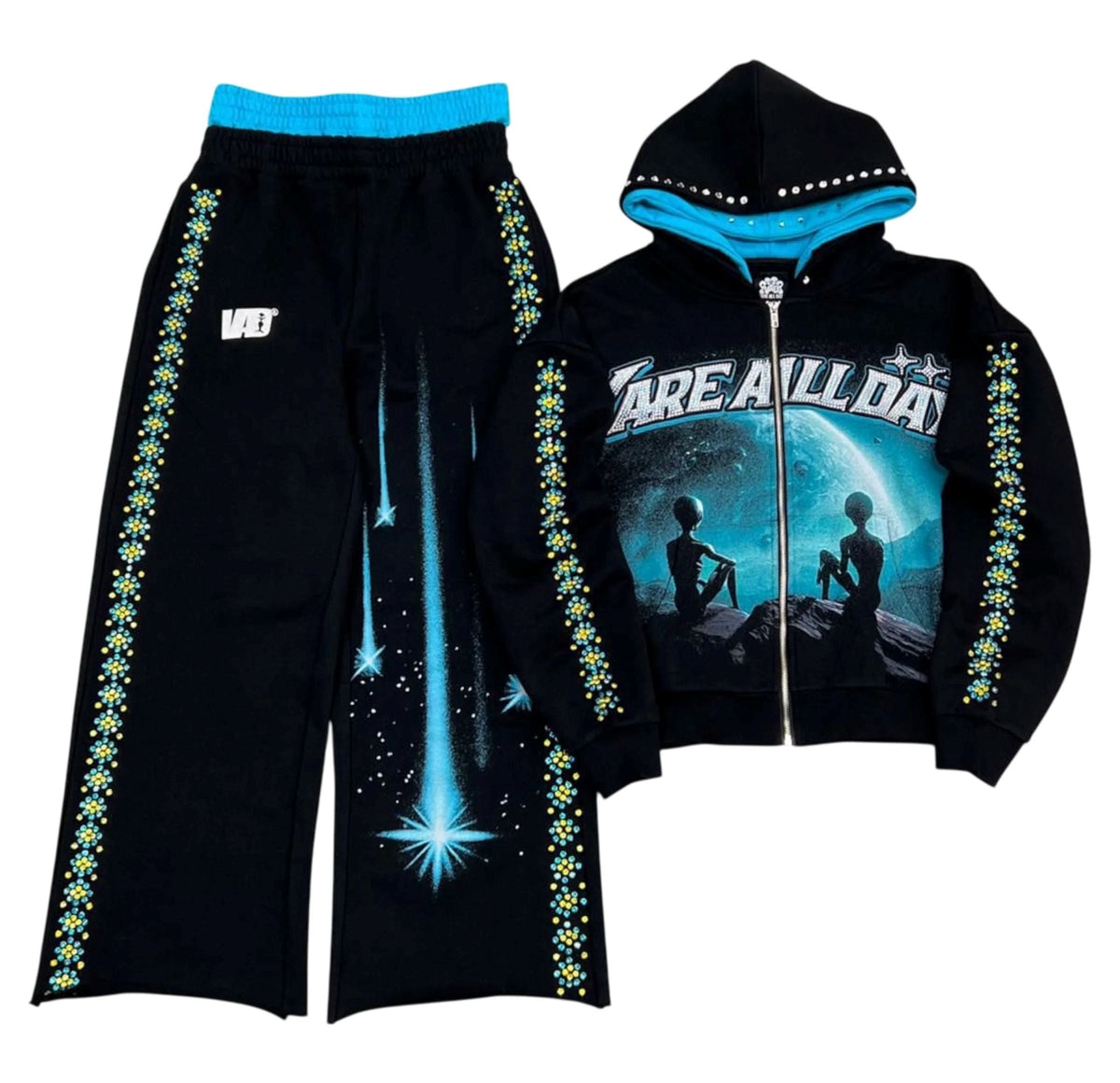 Vare All Day Sweatsuit Alien Invasion Black Blue