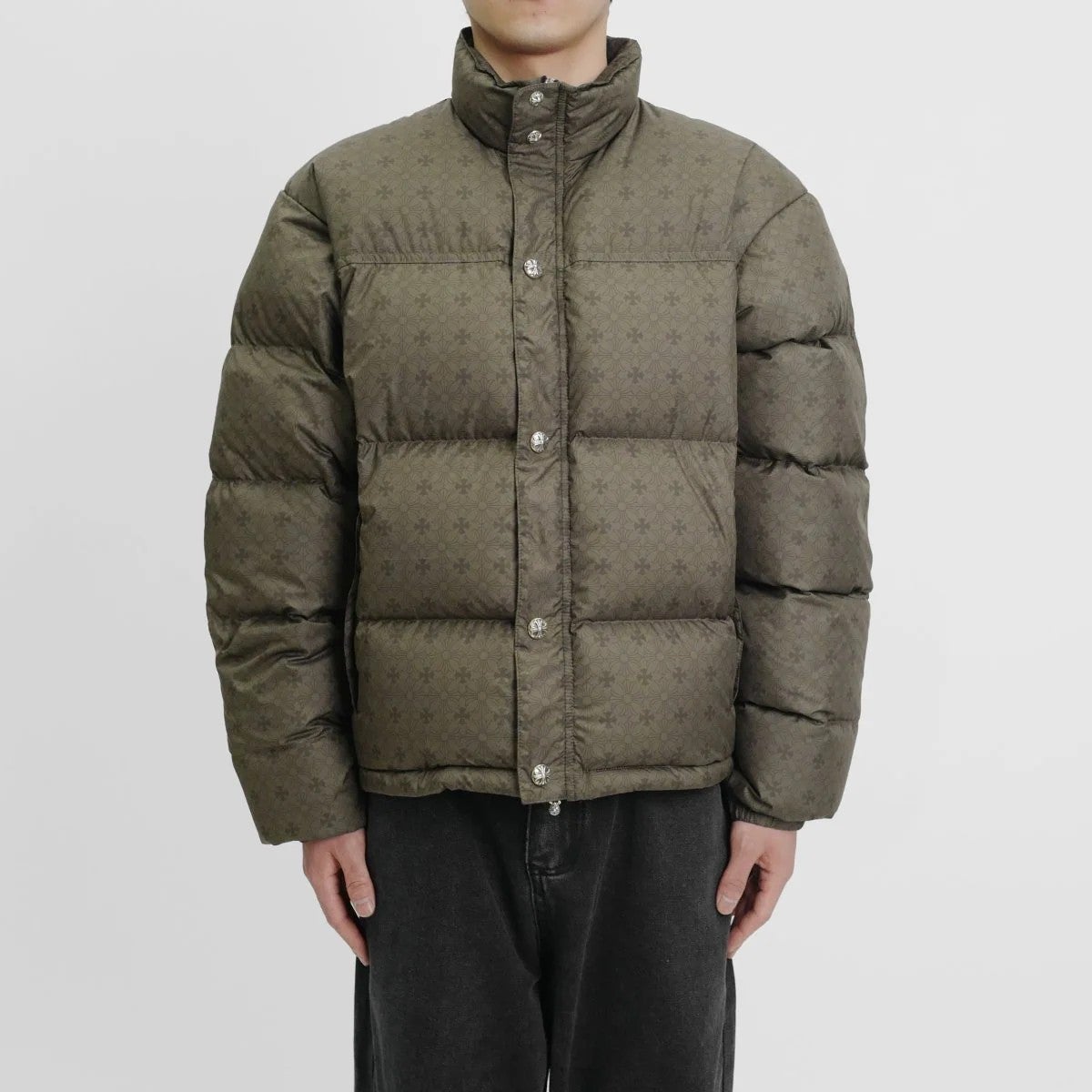Chrome Hearts Puffer Down Jacket Olive Tonal Monogram Cross