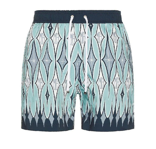 Amiri Swim Shorts Argyle Blue Aqua