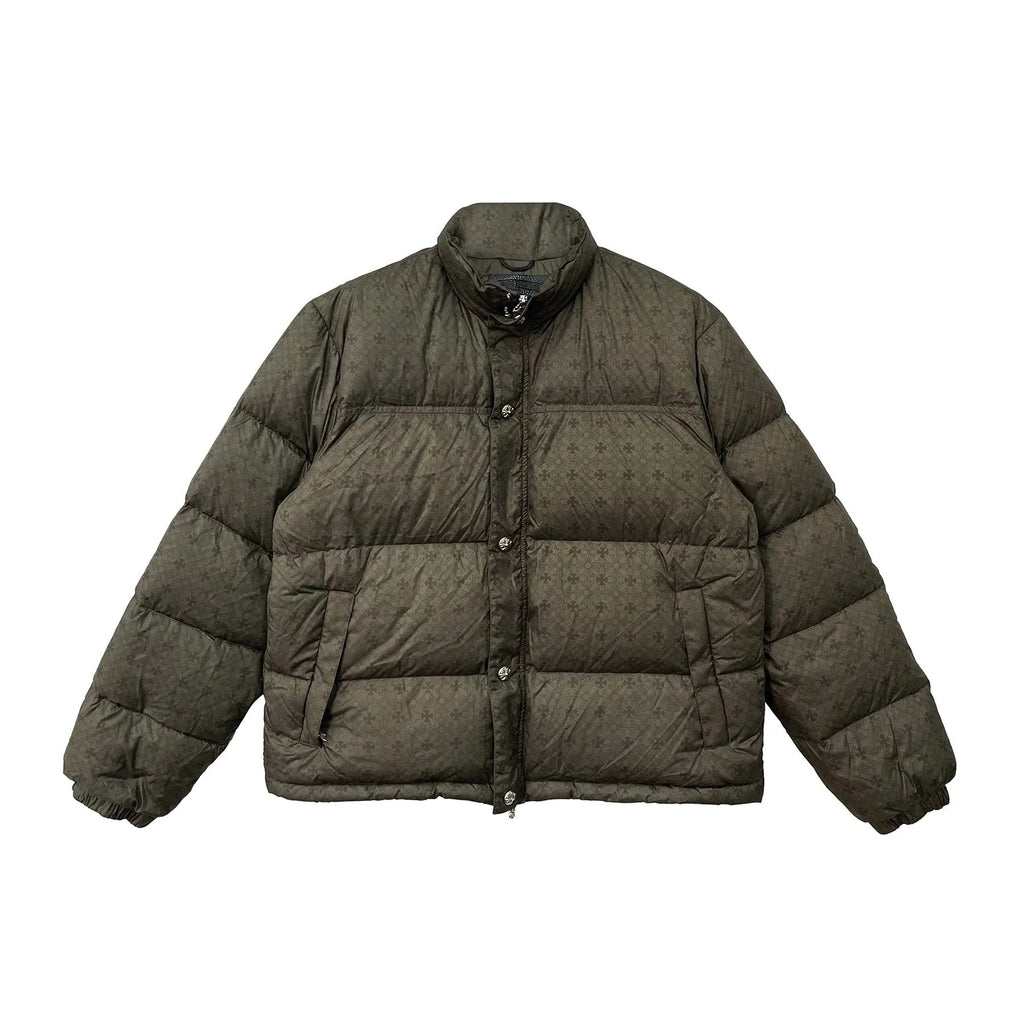 Chrome Hearts Puffer Down Jacket Olive Tonal Monogram Cross