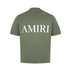 FLEX SHOP Amiri olive green cotton jersey crew-neck t-shirt with white back logo print