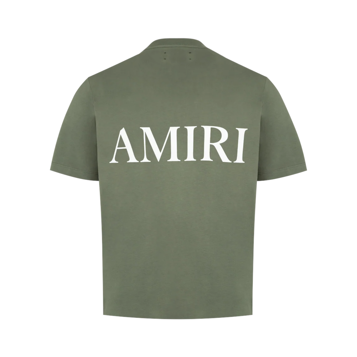 FLEX SHOP Amiri olive green cotton jersey crew-neck t-shirt with white back logo print