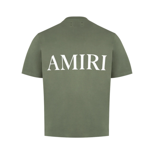 FLEX SHOP Amiri olive green cotton jersey crew-neck t-shirt with white back logo print