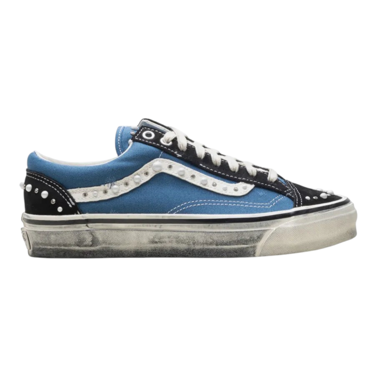 FLEX SHOP Vans Old Skool 36 sneakers in pearl blue with white pearl embellishments and a distressed rubber sole.
