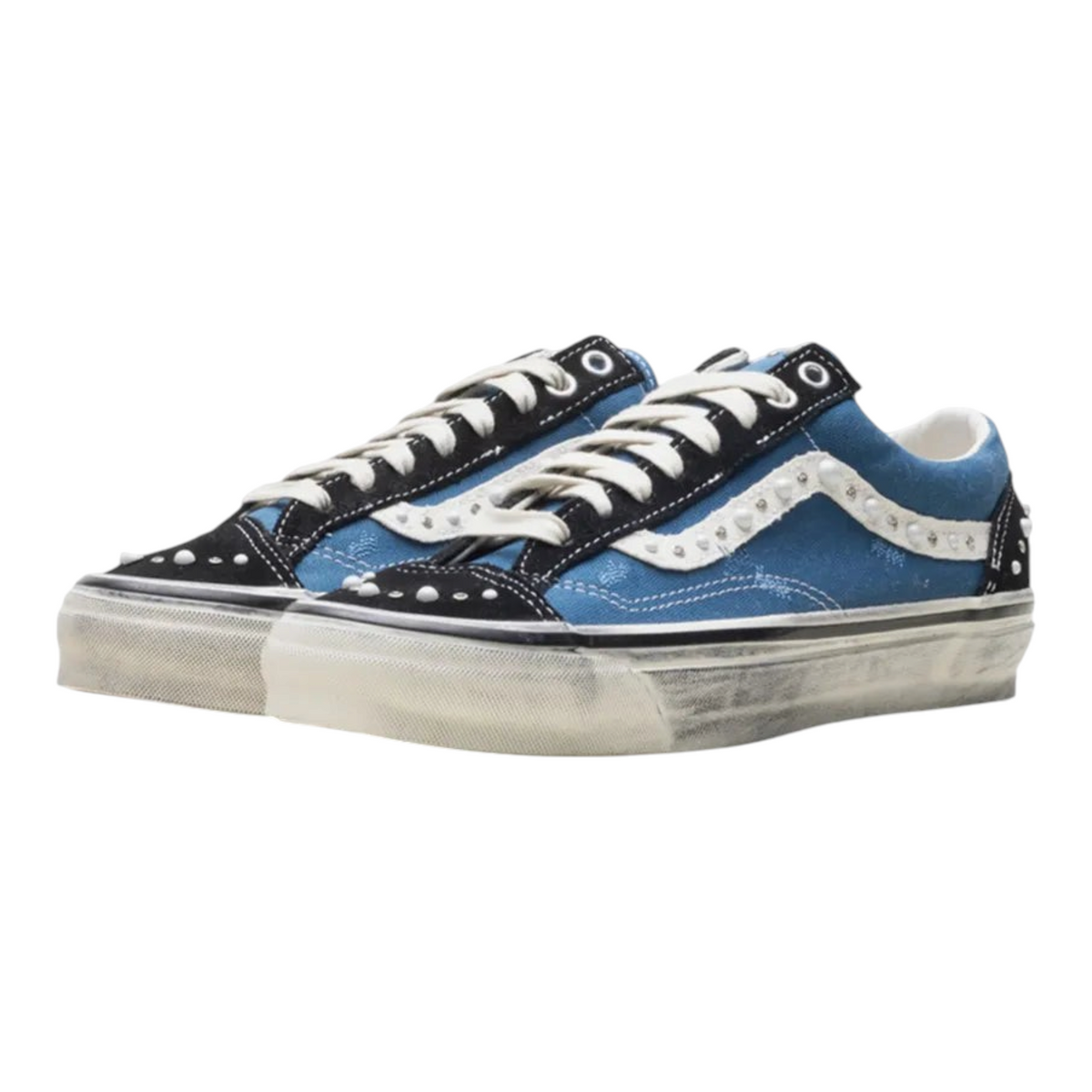 FLEX SHOP Vans Old Skool 36 sneakers in pearl blue with black suede overlays, white laces, and pearlized embellishments