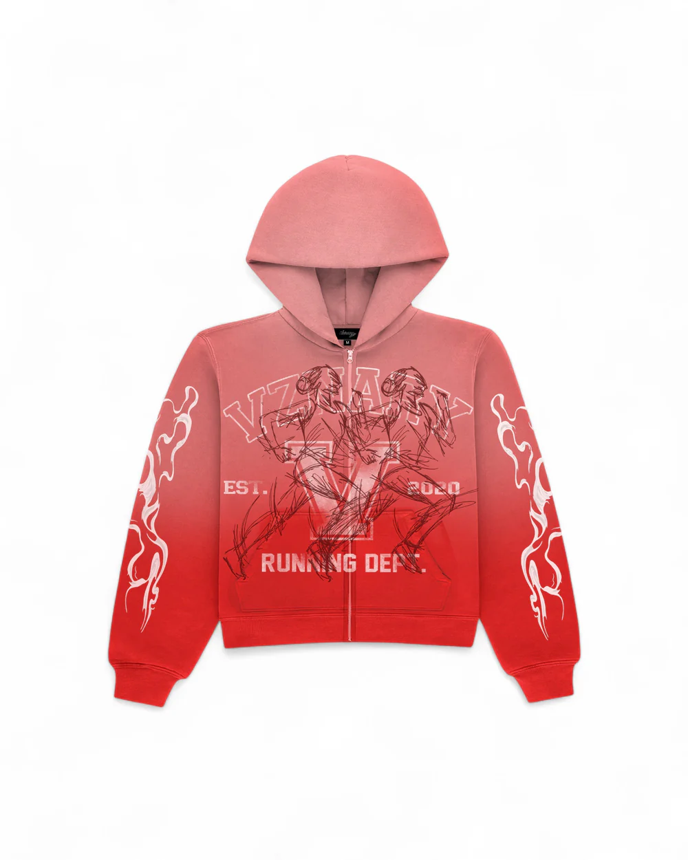 Visionary Club Hoodie Red BOXY OVERSIZED ZIP UP
