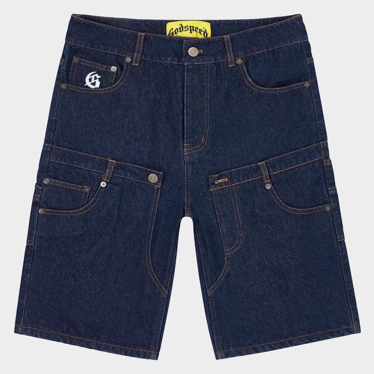 Godspeed Denim Shorts Raw Blue Twin Panel