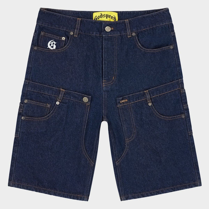 Godspeed Denim Shorts Raw Blue Twin Panel