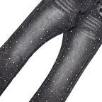 VICIOUS JEANS DARK GREY EMBELLISHED RIHNESTONE FLARE CROSS VC924