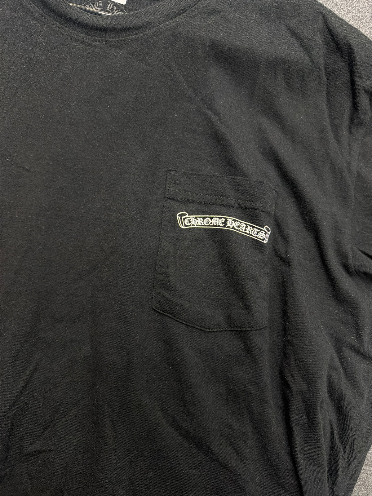 Chrome Heart Tee Scroll Logo Pocket Black Pre-owned