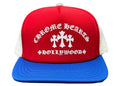 Chrome Hearts Hat Red Blue Hollywood Triple Cross Trucker