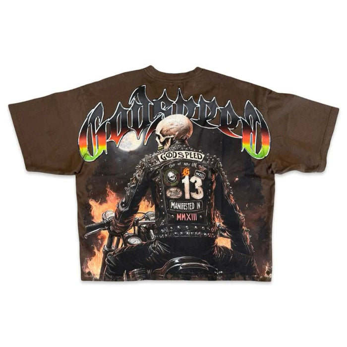 Godspeed Tee Biker Nation Brown