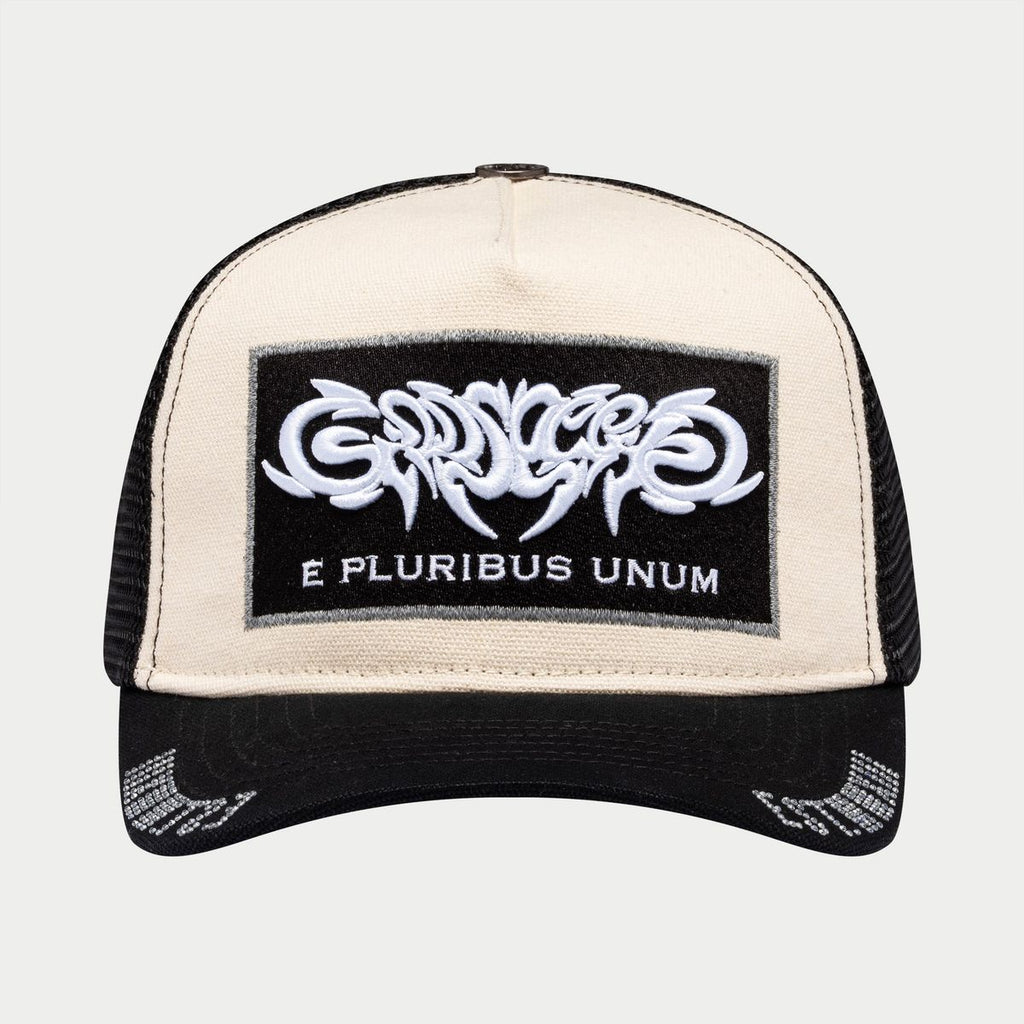 Godspeed Hat White Black GS E Pluribus Trucker