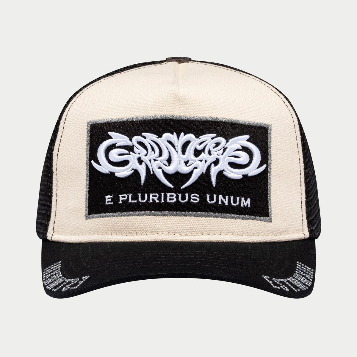 Godspeed Hat White Black GS E Pluribus Trucker