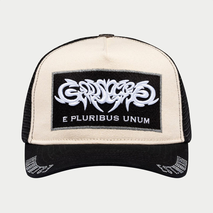 Godspeed Hat White Black GS E Pluribus Trucker