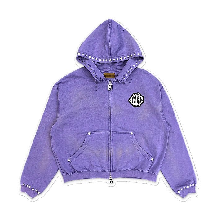 Birth Of Royal Child Hoodie Purple Studded Boxy