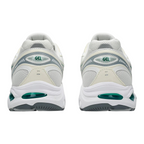 FLEX SHOP ASICS GT-2160 Cream Jasper Green sneakers showing the rear heel view with signature Gel cushioning.