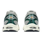 FLEX SHOP ASICS GT-2160 sneakers in seal grey and jewel green mesh with rear view showing Gel cushioning technology