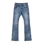 VICIOUS JEANS Dark Blue EMBELLISHED RHINESTONE PEARL FLARE VC1004