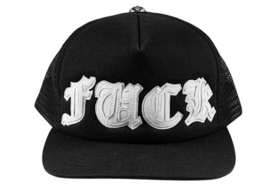 Chrome Hearts Hat Fuck White Leather Patch Trucker