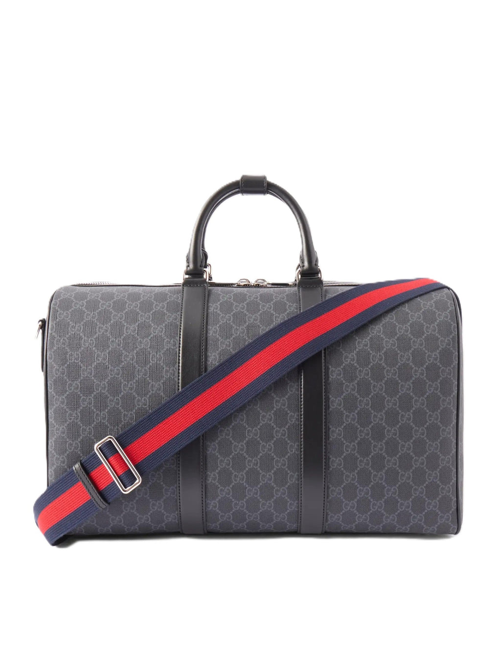 GUCCI GG Leather-Trimmed Monogrammed Supreme Coated-Canvas Duffle Bag preowned