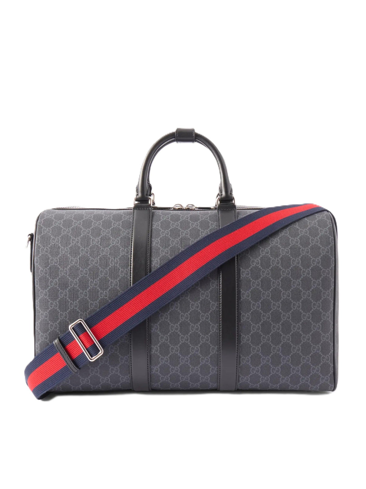 GUCCI GG Leather-Trimmed Monogrammed Supreme Coated-Canvas Duffle Bag preowned