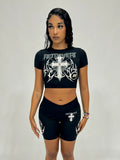 RetroVert Woman's Black CROSS BIKER Set