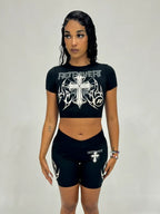 RetroVert Woman's Black CROSS BIKER Set
