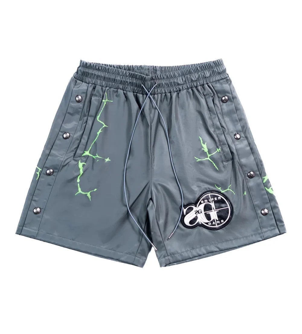 Triple Sevens Shorts Grey Green Nylon Button