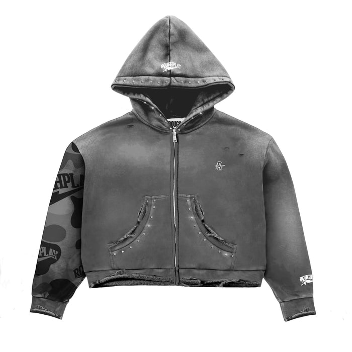 Roughplay Camo Sleeve Grey Hoodie