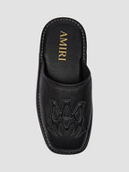 Amiri MA Logo Embossed Leather Mules Black