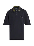 Amiri Embroidered Black Floral Collar Polo Shirt