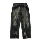 Thug Club Pants Hard-Washed Damaged Denim Black