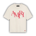 Amiri Tee Staggered Logo Cream