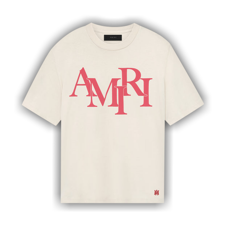 Amiri Tee Staggered Logo Cream
