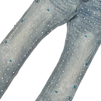 VICIOUS JEANS LIGHT BLUE EMBELLISHED BLUE RIHNESTONE FLARE CROSS VC924