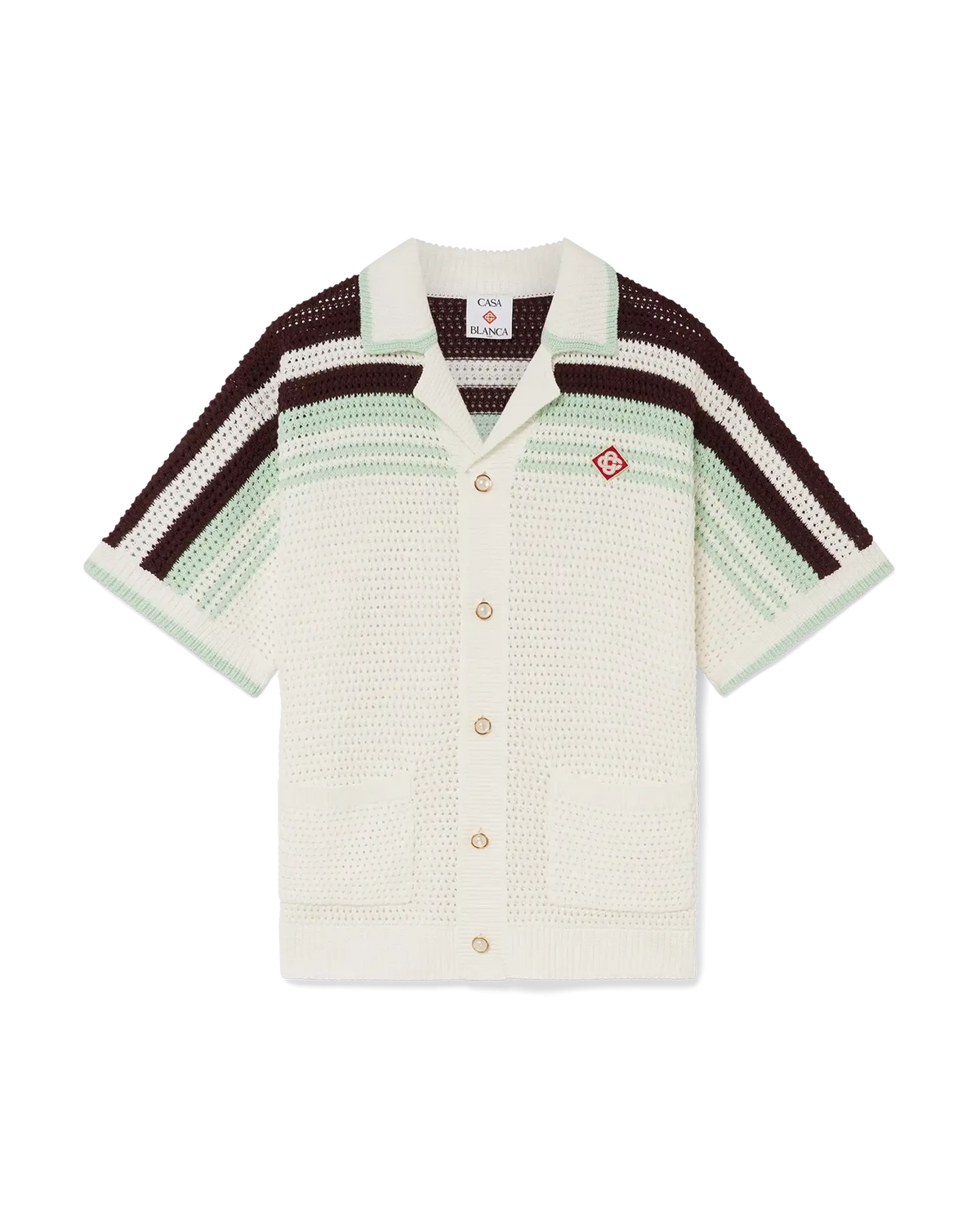 Casablanca Shirt Sport Faux Crochet White Brown