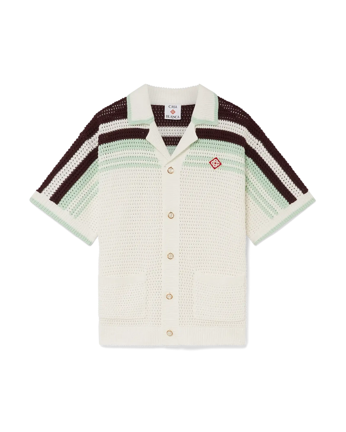 Casablanca Shirt Sport Faux Crochet White Brown