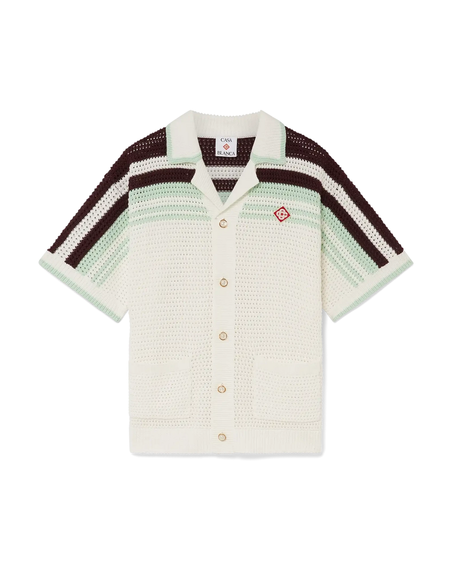 Casablanca Shirt Sport Faux Crochet White Brown