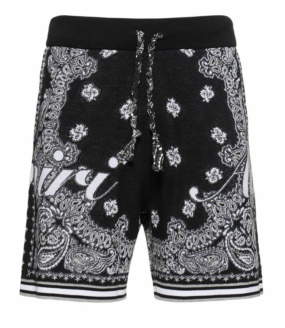 Amiri Cotton Shorts Black Bandana White
