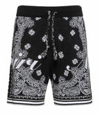 Amiri Cotton Shorts Black Bandana White